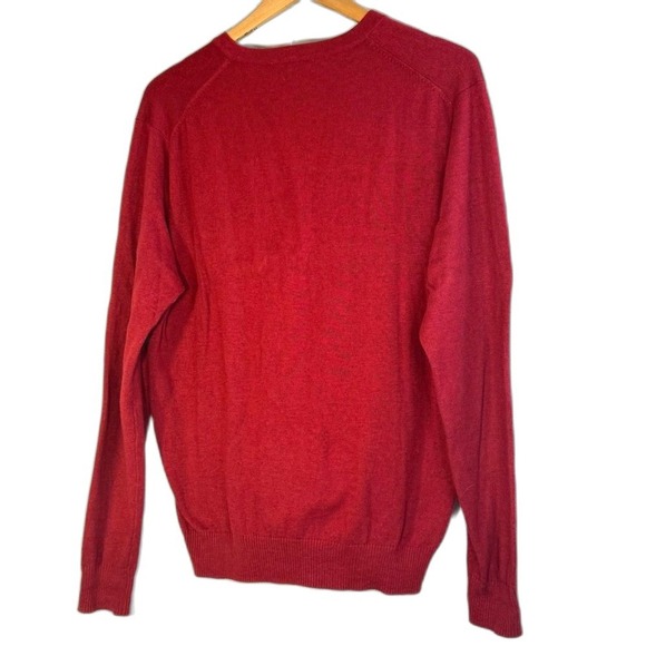 Alan‎ Flusser Men's Red V Neck Long Sleeve Sweater Size S Cotton Blend - Picture 4 of 6